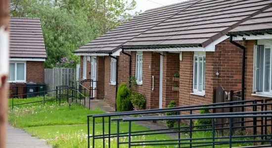 Front doors of several bungalows